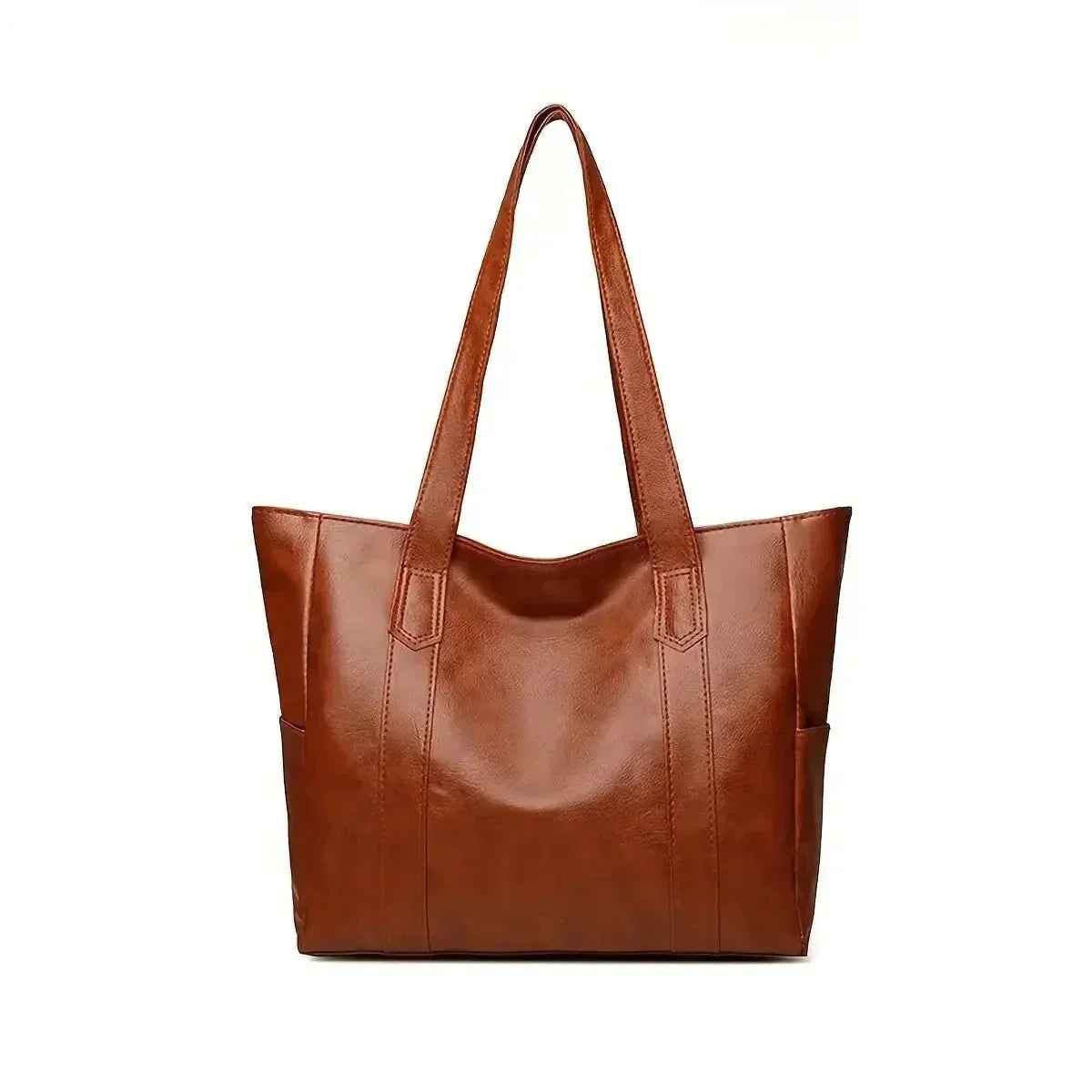 Sophia's Luxe Legacy premium leather handbag shown in Coffee and Black