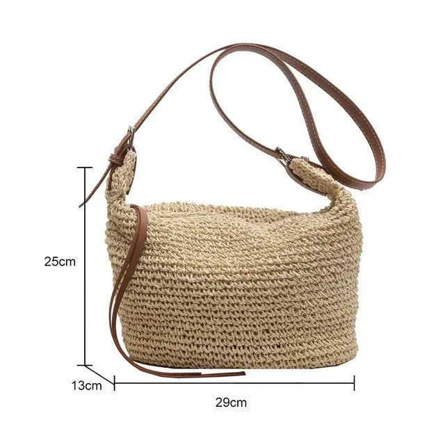 Shay Wanderer bohemian shoulder bag with wide strap, shown in beige and brown
