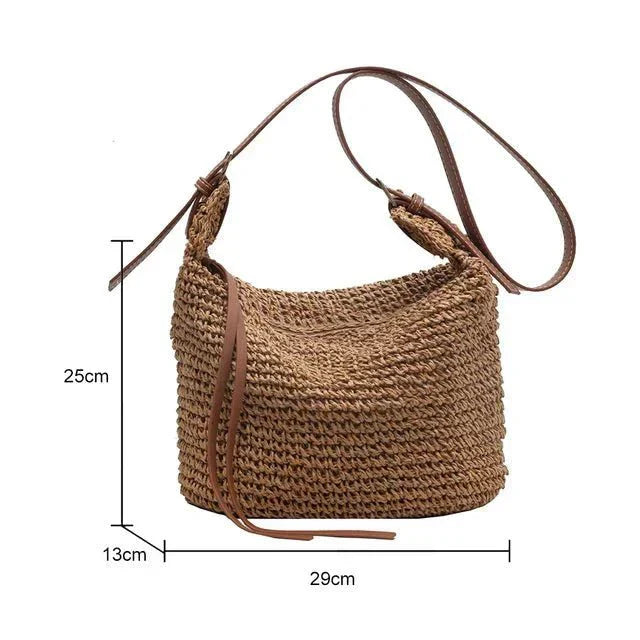 Shay Wanderer bohemian shoulder bag with wide strap, shown in beige and brown