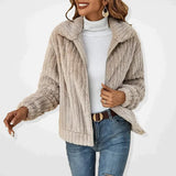 Veron soft fleece longline vest with stand-up collar, shown in a neutral tone