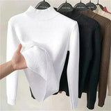 Namita fleece-lined turtleneck knit sweater in white, long sleeve women's winter style