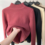 Namita fleece-lined turtleneck knit sweater in white, long sleeve women's winter style