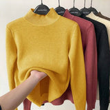 Namita fleece-lined turtleneck knit sweater in white, long sleeve women's winter style