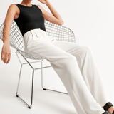 Haidee sleek wide-leg tailored pants for women, shown in a neutral colour