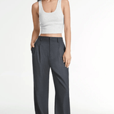 Haidee sleek wide-leg tailored pants for women, shown in a neutral colour