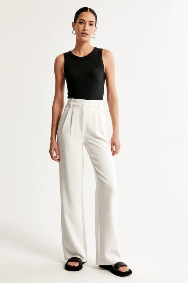 Haidee sleek wide-leg tailored pants for women, shown in a neutral colour