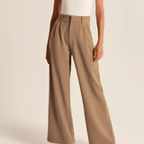Haidee sleek wide-leg tailored pants for women, shown in a neutral colour