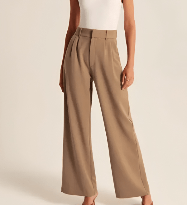 Haidee sleek wide-leg tailored pants for women, shown in a neutral colour