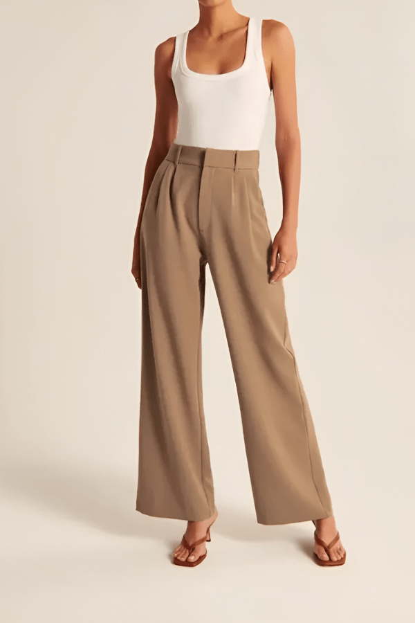 Haidee sleek wide-leg tailored pants for women, shown in a neutral colour