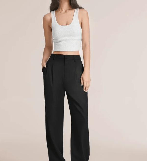 Haidee sleek wide-leg tailored pants for women, shown in a neutral colour