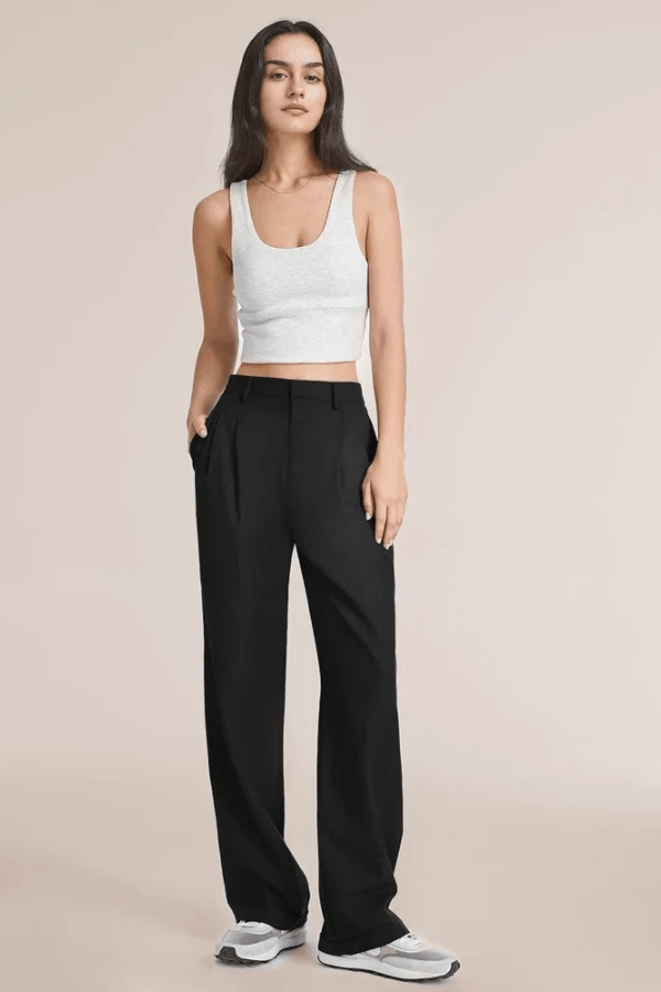 Haidee sleek wide-leg tailored pants for women, shown in a neutral colour