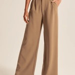 Haidee sleek wide-leg tailored pants for women, shown in a neutral colour