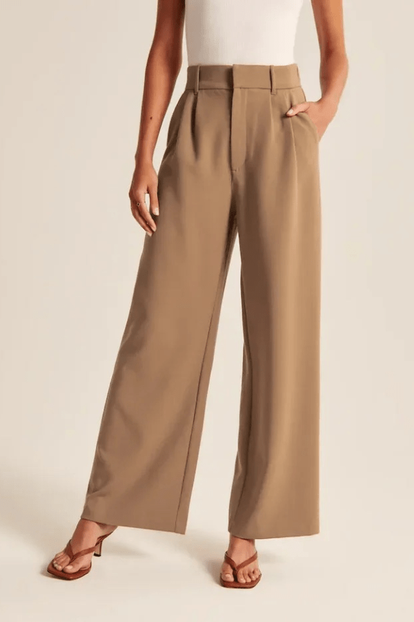 Haidee sleek wide-leg tailored pants for women, shown in a neutral colour