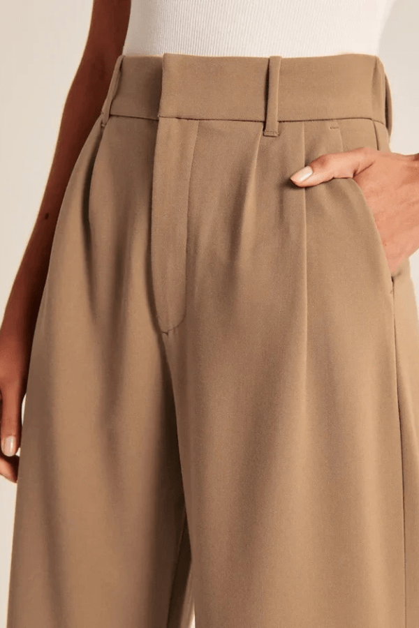 Haidee sleek wide-leg tailored pants for women, shown in a neutral colour
