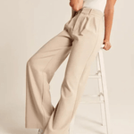 Haidee sleek wide-leg tailored pants for women, shown in a neutral colour