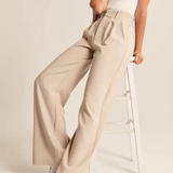 Haidee sleek wide-leg tailored pants for women, shown in a neutral colour