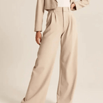 Haidee sleek wide-leg tailored pants for women, shown in a neutral colour