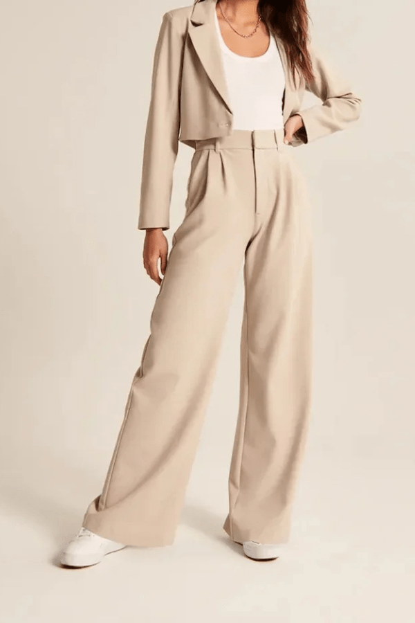 Haidee sleek wide-leg tailored pants for women, shown in a neutral colour