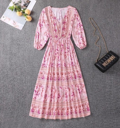 Marino seaside boho tiered maxi dress with paisley print and adjustable waist tie