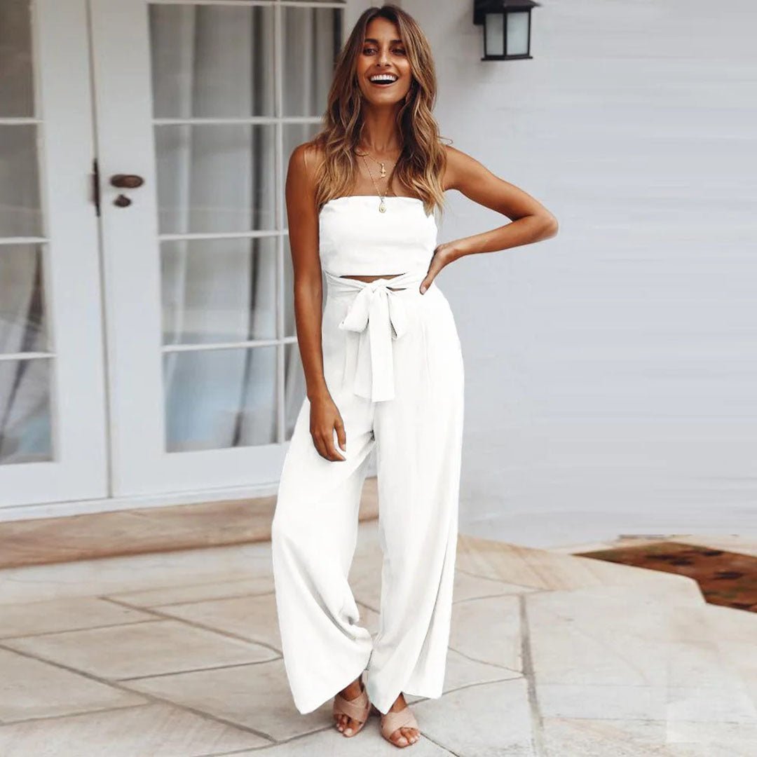 Saylor stylish straight-leg jumpsuit shown in a neutral tone