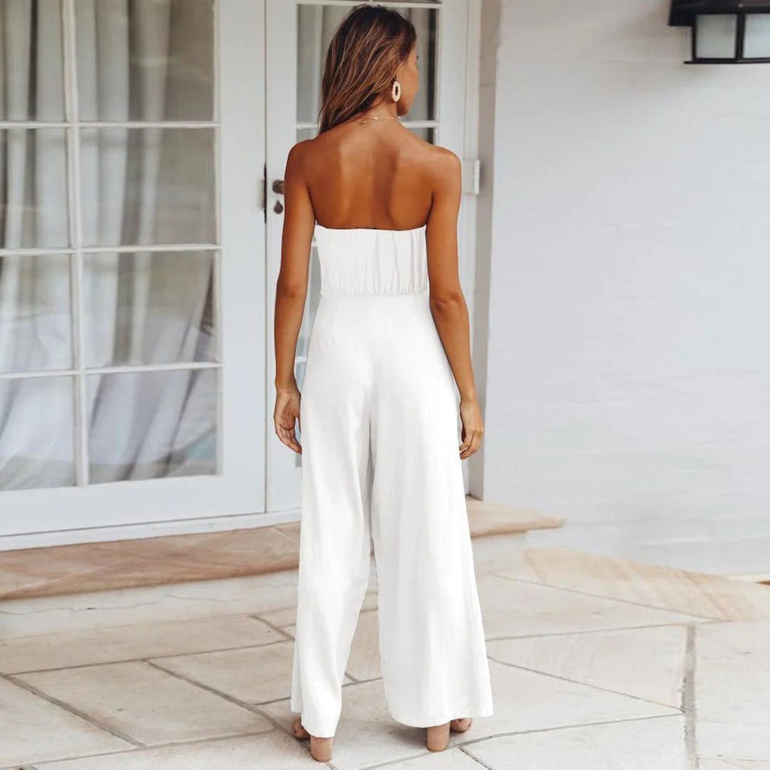 Saylor stylish straight-leg jumpsuit shown in a neutral tone