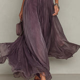 Abrianna elegant keyhole maxi dress in dusty plum with lightly draped sleeves and flowing floor-length silhouette