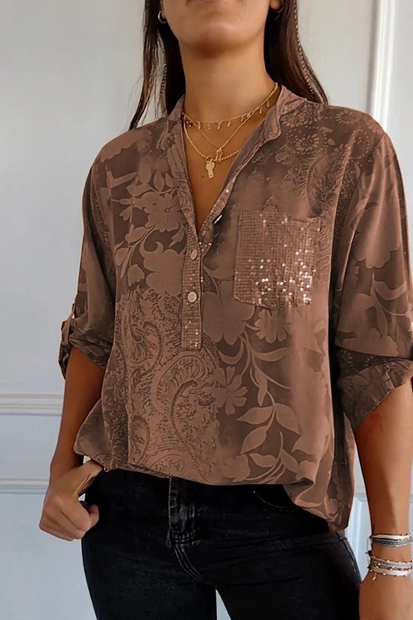 Pauline elegant sequin top with a relaxed hip-length fit, shown in white