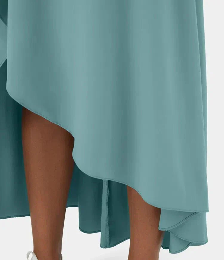 Sia high-waisted flounce skirt with layered high-low hem in several colours