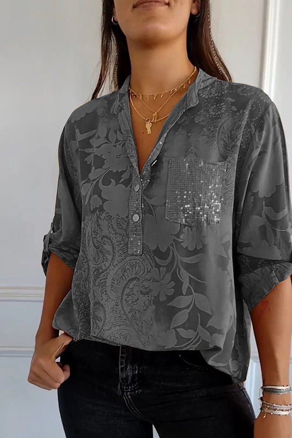 Pauline elegant sequin top with a relaxed hip-length fit, shown in white