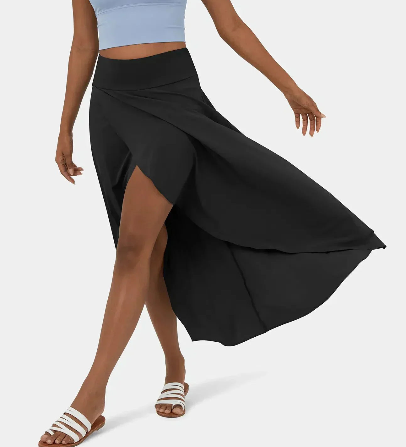 Sia high-waisted flounce skirt with layered high-low hem in several colours