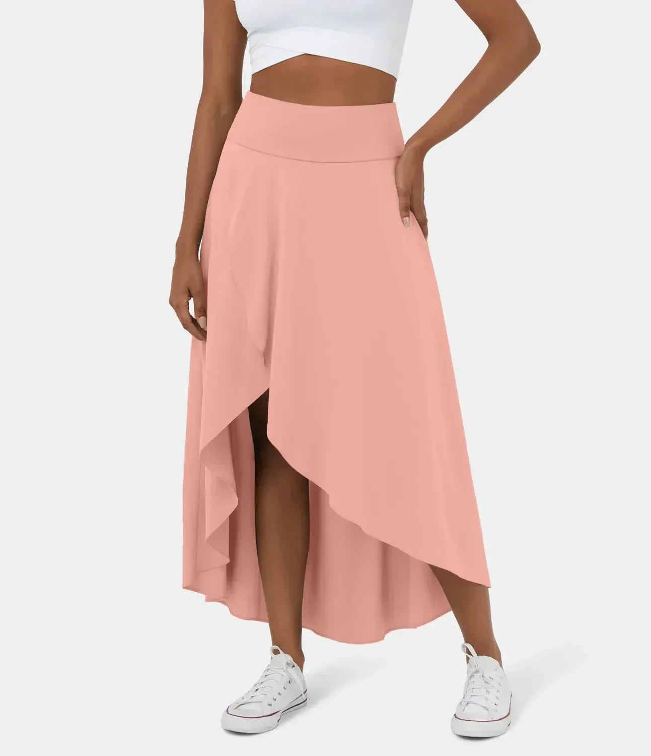 Sia high-waisted flounce skirt with layered high-low hem in several colours