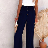 Ammora breezy high-waist pants with smocked waistband and relaxed flowy fit