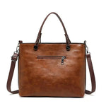 Dusk Serenity premium PU leather shoulder bag shown in brown, black and grey