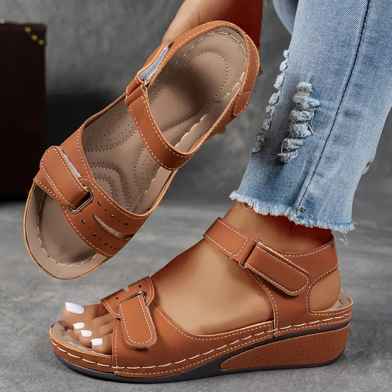 Mischa Everyday Grace wedge sandals with adjustable Velcro strap and cushioned sole