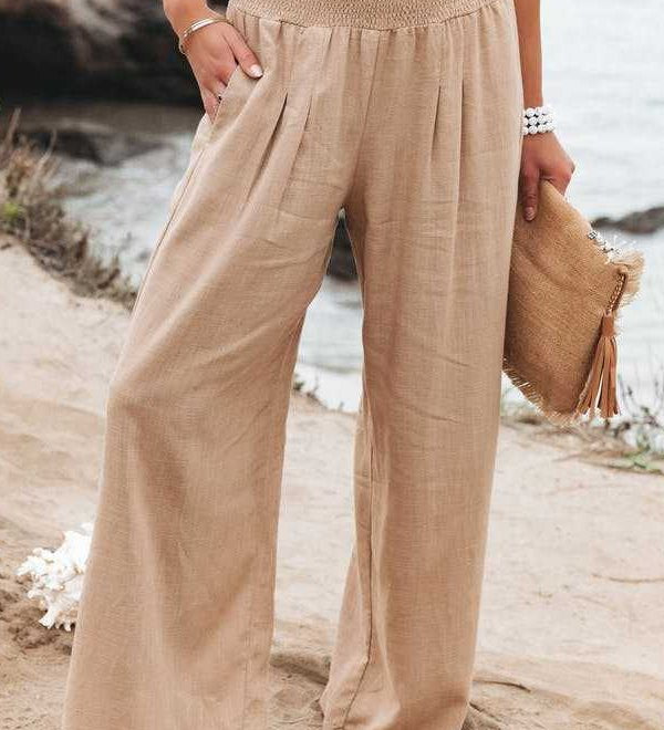 Elaroy coastal wide-leg pants in a relaxed fit, shown in a neutral tone