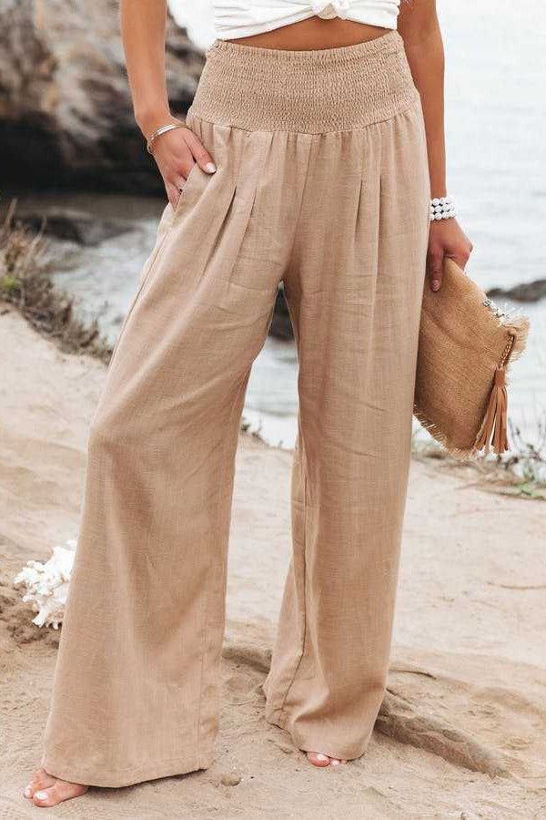Elaroy coastal wide-leg pants in a relaxed fit, shown in a neutral tone