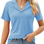 Arya chic polo top with a relaxed mid-hip fit, shown in a solid colour