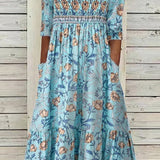 Aphra Petal Muse Dress in blue with a flowy silhouette and round neckline