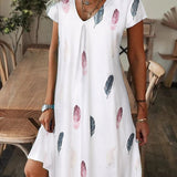 Amala Coastal Bloom floral mini dress with V-neckline and relaxed A-line silhouette