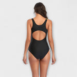Agnes sporty one-piece swimsuit with cut-out detail and diagonal slimming stripes