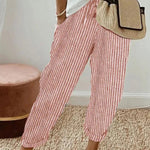 Adria casual retro pleated pants with drawstring waist and relaxed straight-leg fit