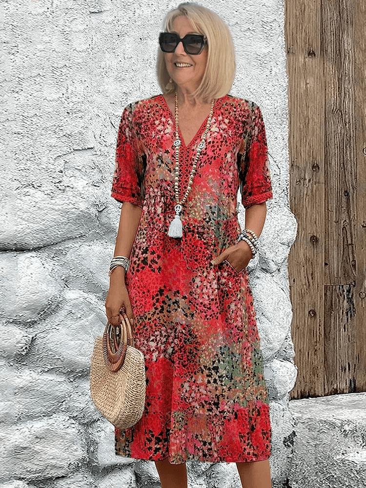 Skyler Ocean Breeze summer dress with a flowing silhouette, shown in vibrant colours