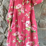 Maddie pink rose floral V-neck shirt dress with three-quarter sleeves