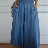 Miray high-waist wide-leg pants with soft elastic waistband in gray