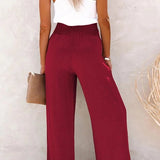 Ammora breezy high-waist pants with smocked waistband and relaxed flowy fit