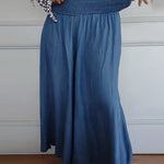 Miray high-waist wide-leg pants with soft elastic waistband in gray