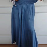 Miray high-waist wide-leg pants with soft elastic waistband in gray