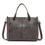 Dusk Serenity premium PU leather shoulder bag shown in brown, black and grey