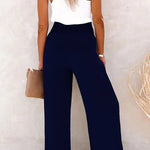 Ammora breezy high-waist pants with smocked waistband and relaxed flowy fit
