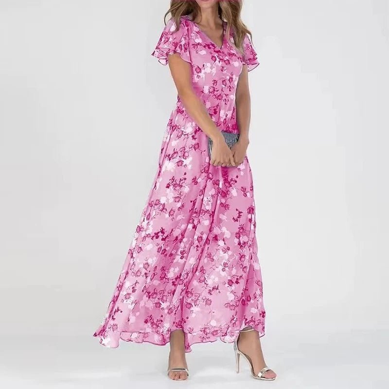 Zuri glamorous tummy-flattering dress in vibrant colour, styled for summer occasions